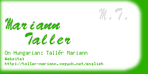 mariann taller business card
